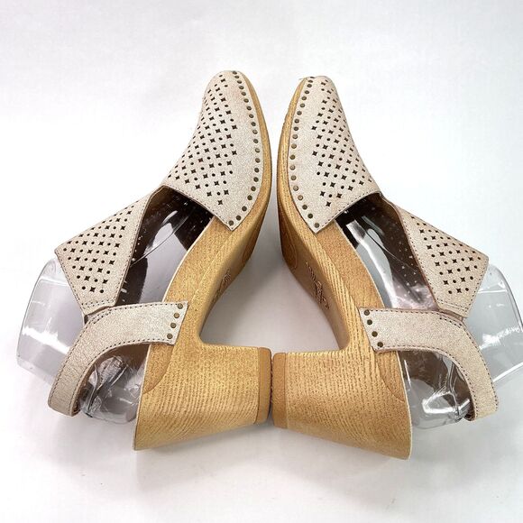 Dansko Women's Teagan Peep Toe Heeled Sandals Size 42 Slingback Vintage Beige - Picture 8 of 12